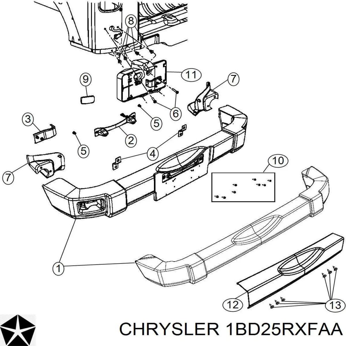 1BD25RXFAA Chrysler Буфер (бампер) задній