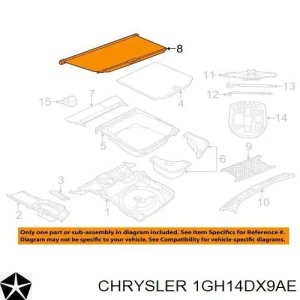 Шторка двері багажного відсіку Chrysler 1GH14DX9AD ціна, від  USD