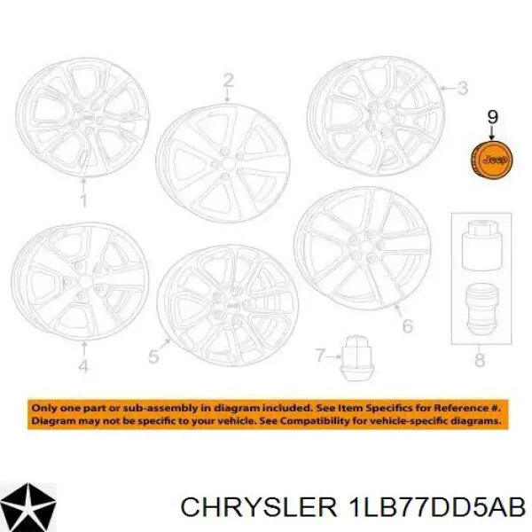 Ковпаки на диски Chrysler 1LB77DD5AC ціна, від 8.87 USD