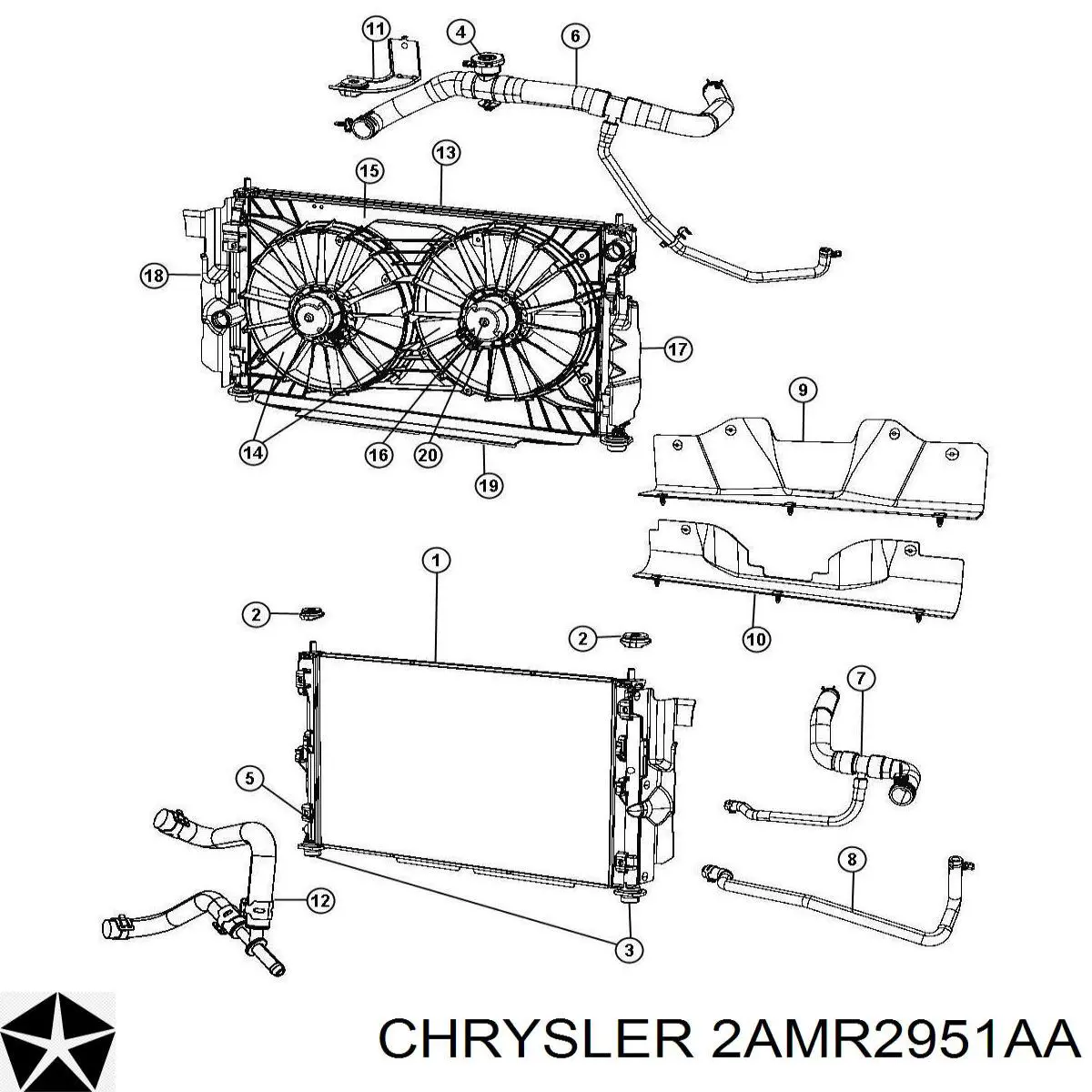 Радіатор основний Chrysler 2AMR2951AA ціна, від 78.74 USD