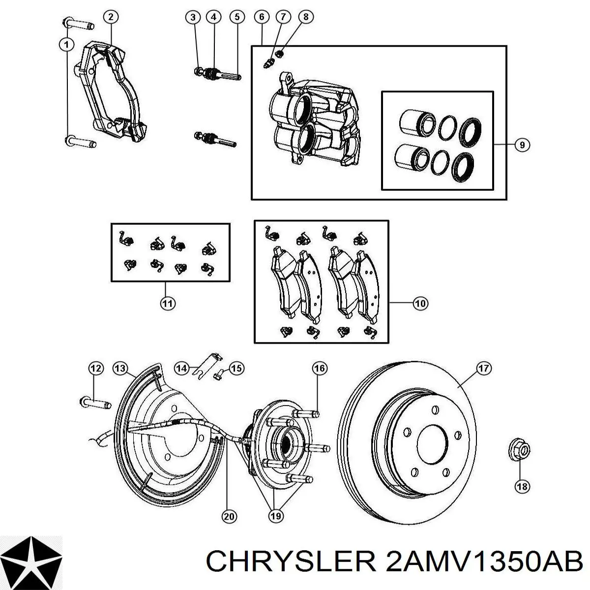 Колодки гальмівні передні, дискові 2AMV1350AB Chrysler