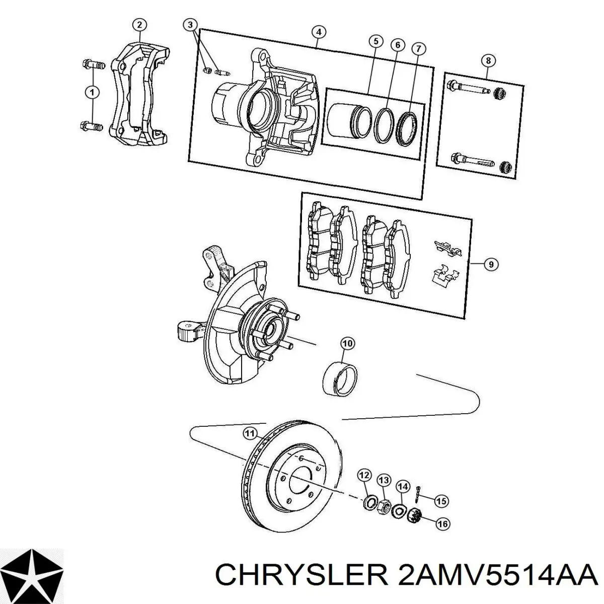 Диск переднього гальма Chrysler 2AMV5514AA ціна, від 19.24 USD