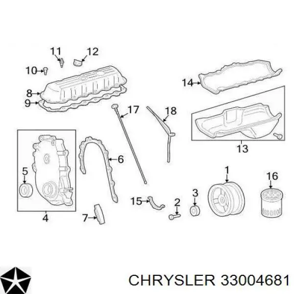 Сальник колінвала двигуна, передній 33004681 Chrysler