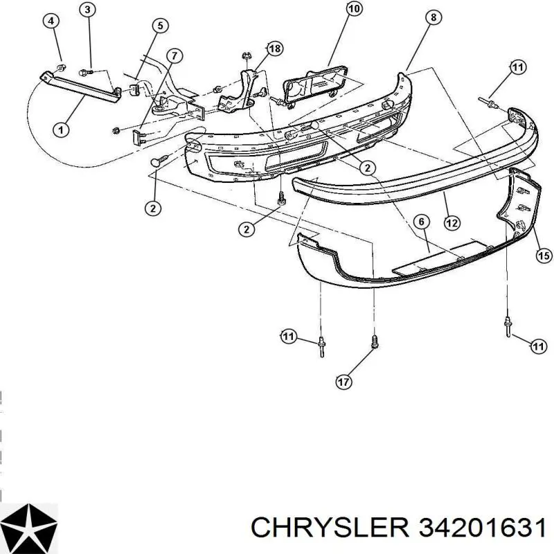Пістон (кліп) кріплення підкрилки переднього крила 34201631 Chrysler