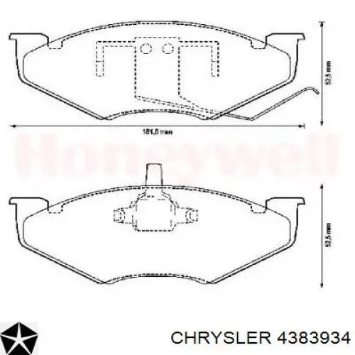Гальмівні колодки Chrysler 4383934 ціна, від 24.86 USD