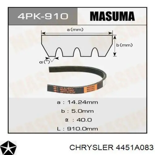 Клиновий ремінь Chrysler 4451A083 ціна, від 4.27 USD