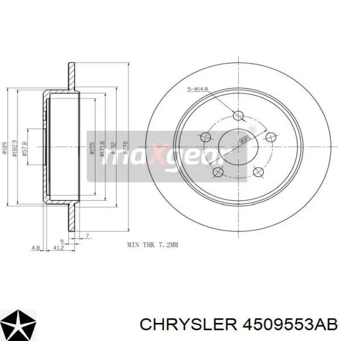 4509553AB Chrysler диск гальмівний задній