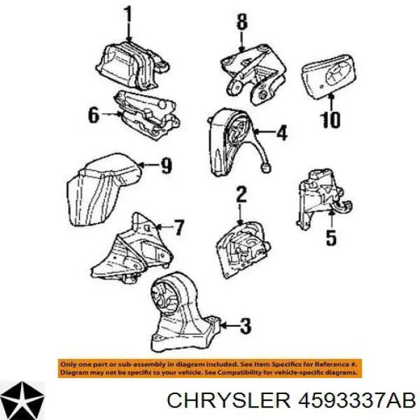 Подушка (опора) двигуна, задня Chrysler 4593337AB ціна, від 38.01 USD