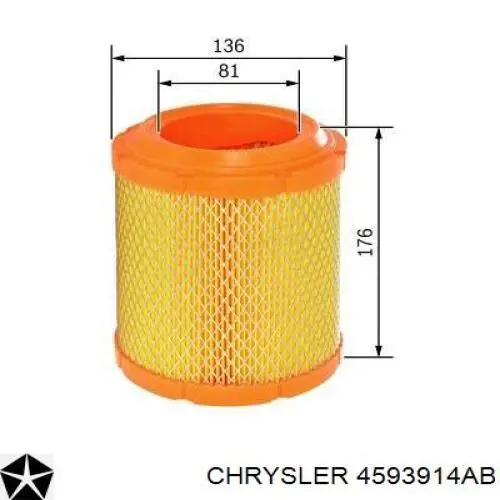 Елемент повітряного фільтра Chrysler 4593914AB ціна, від 8.76 USD