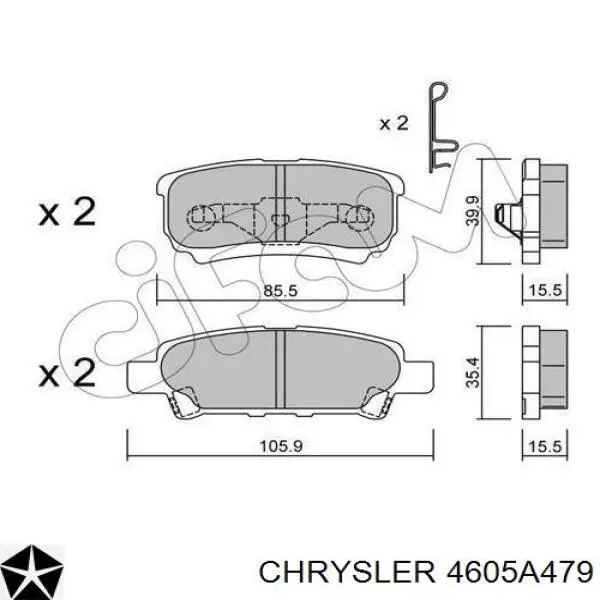 4605A479 Chrysler колодки гальмові задні, дискові
