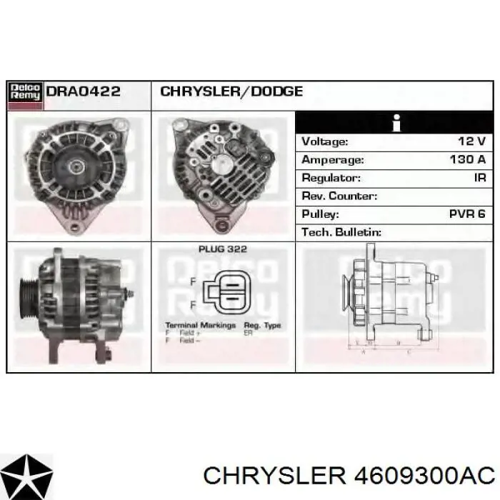 Генератор Chrysler 4609300AC ціна, від 103.96 USD