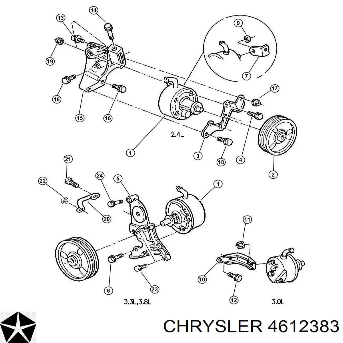 Шків насосу гідропідсилювача керма (ГПК) на Chrysler Voyager 