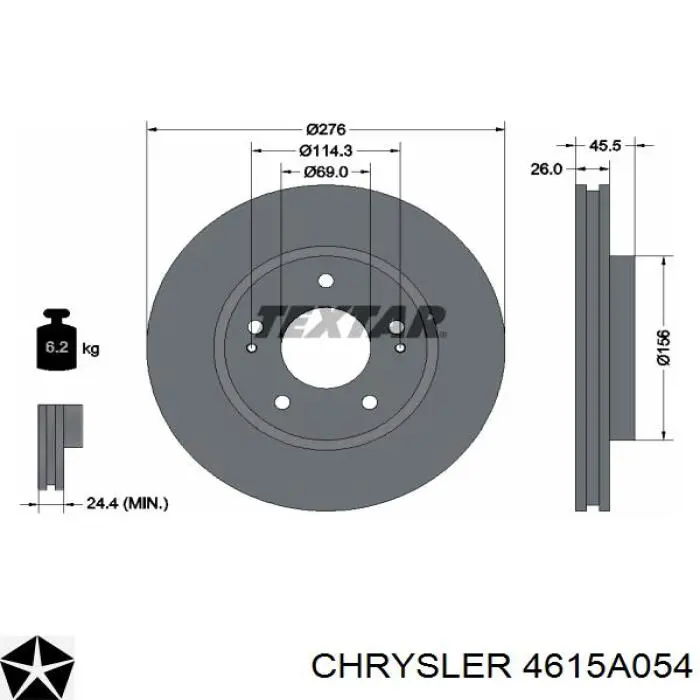 4615A054 Chrysler диск гальмівний передній