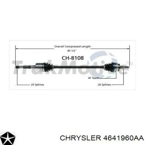 Піввісь передня, права Chrysler 4641960AA ціна, від 123.14 USD