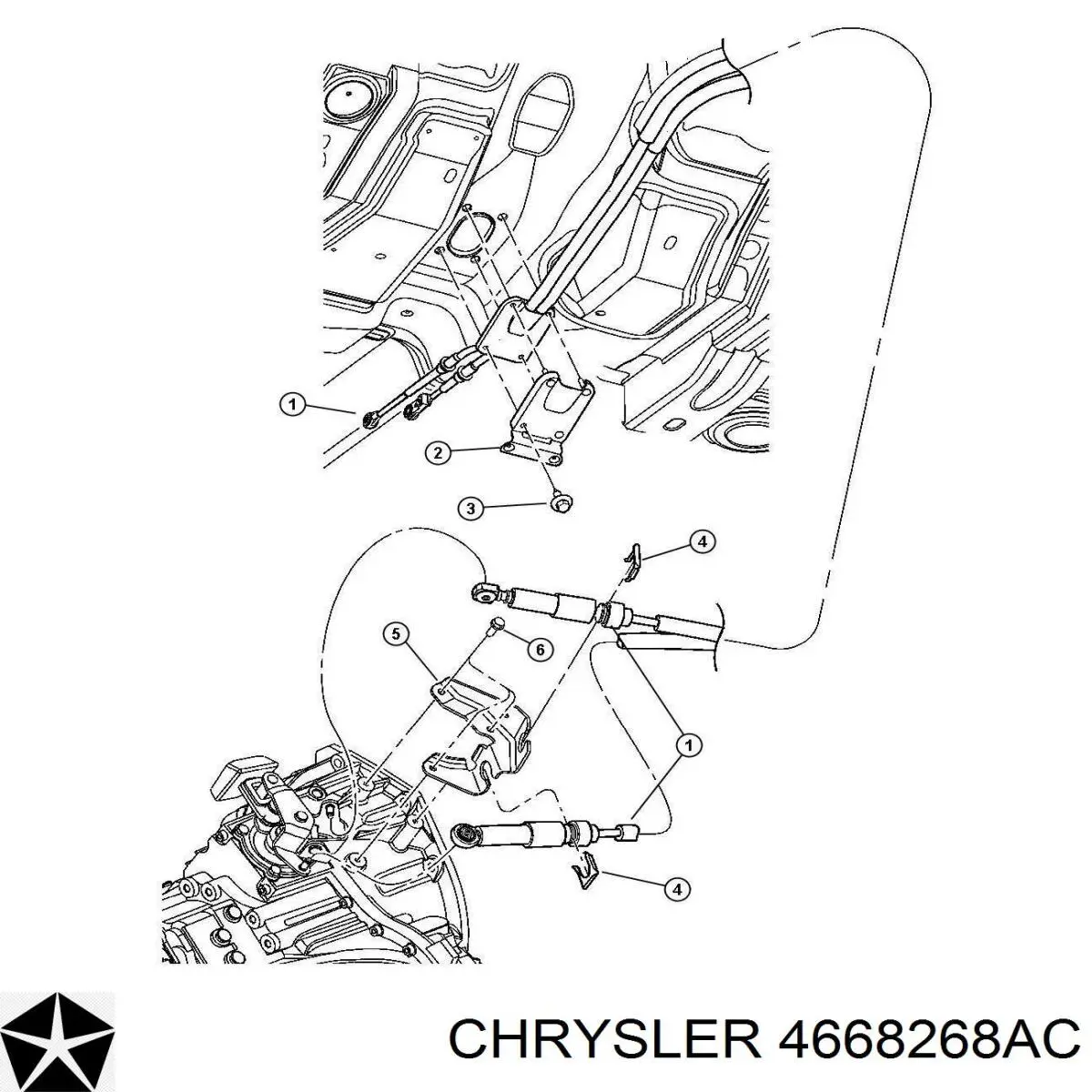 Трос перемикання передач, здвоєний Chrysler 4668268AC ціна, від 31.85 USD
