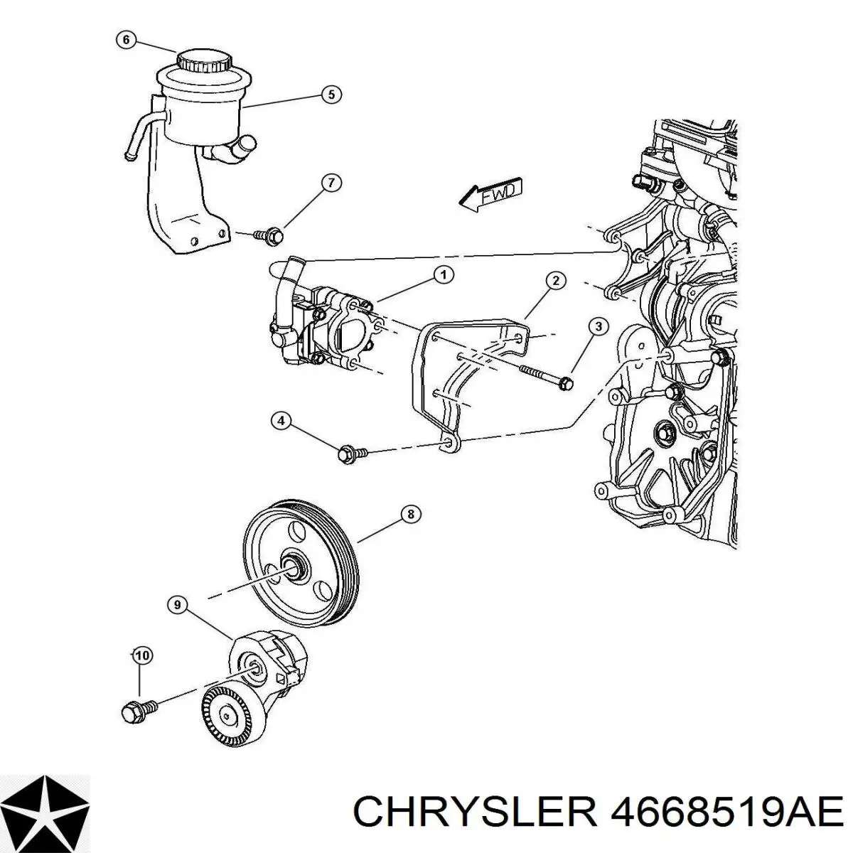 04668519AC Chrysler Ролик натяжителя ременя агрегатів