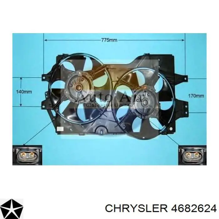 4682624 Chrysler електровентилятор охолодження в зборі (двигун + крильчатка)