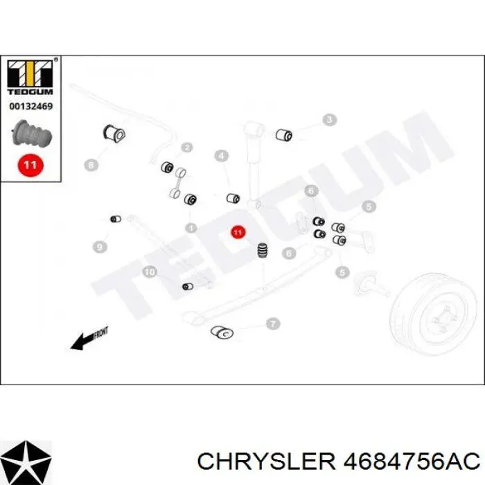 Буфер-відбійник амортизатора переднього Chrysler 4684756AC ціна, від 19.85 USD