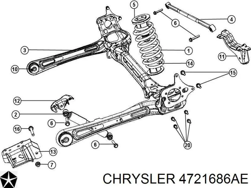 Купити 4721686AE Chrysler Стійка амортизатора задня