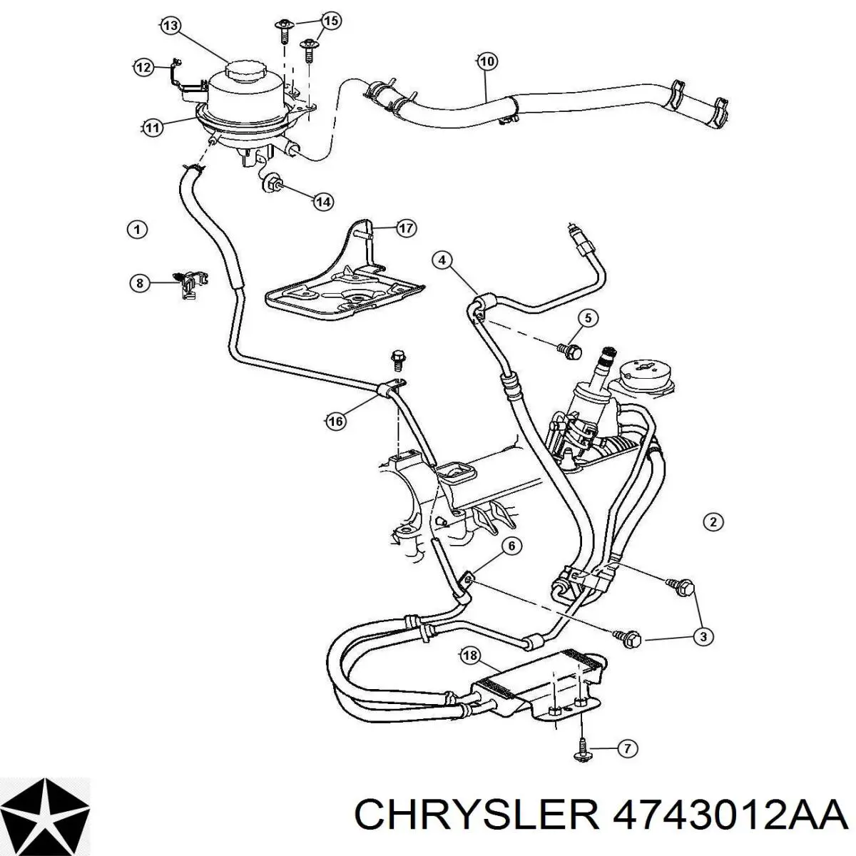 4743012AA Chrysler бачок насосу гідропідсилювача керма