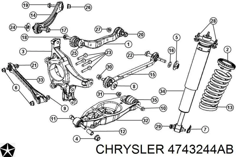 Поперечна тяга задньої підвіски Chrysler 4743244AB ціна, від 38.20 USD