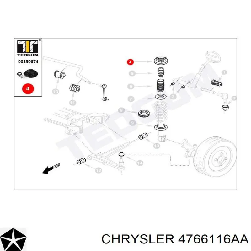 Купити 4766116AA Chrysler Опора амортизатора переднього