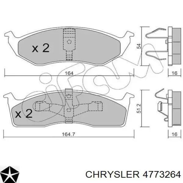 Гальмівні колодки Chrysler 4773264 ціна, від 24.04 USD