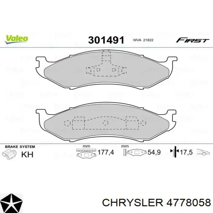 Купити 4778058 Chrysler Колодки гальмівні передні, дискові
