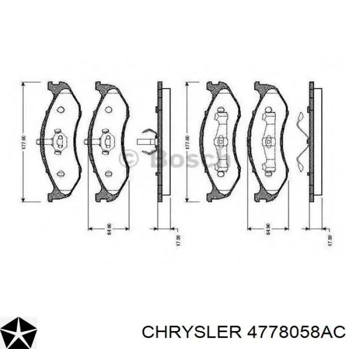 Гальмівні колодки Chrysler 4778058AC ціна, від 29.84 USD