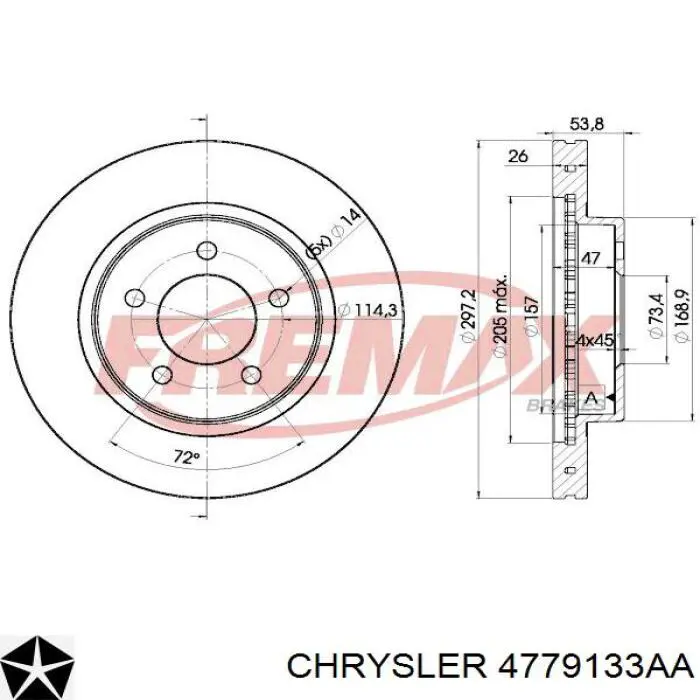 Гальмівні диски передні 4779133AA Chrysler