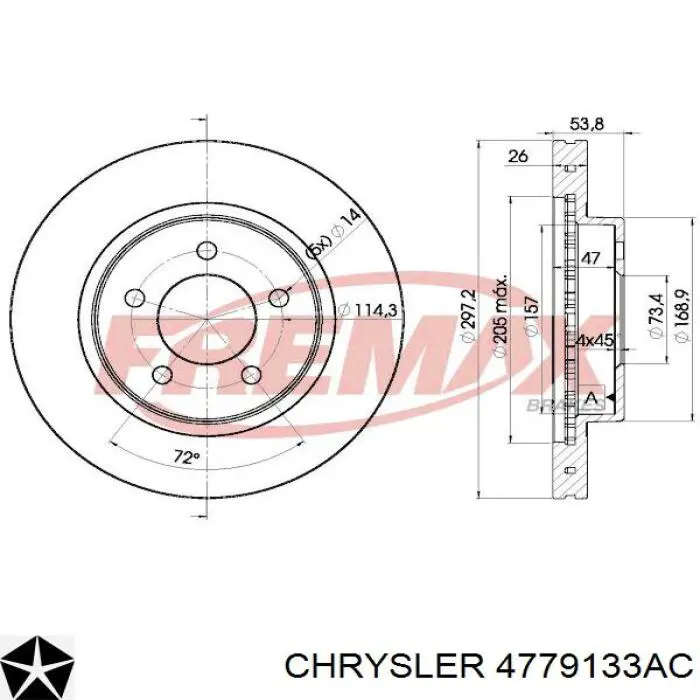 4779133AC Chrysler диск гальмівний передній