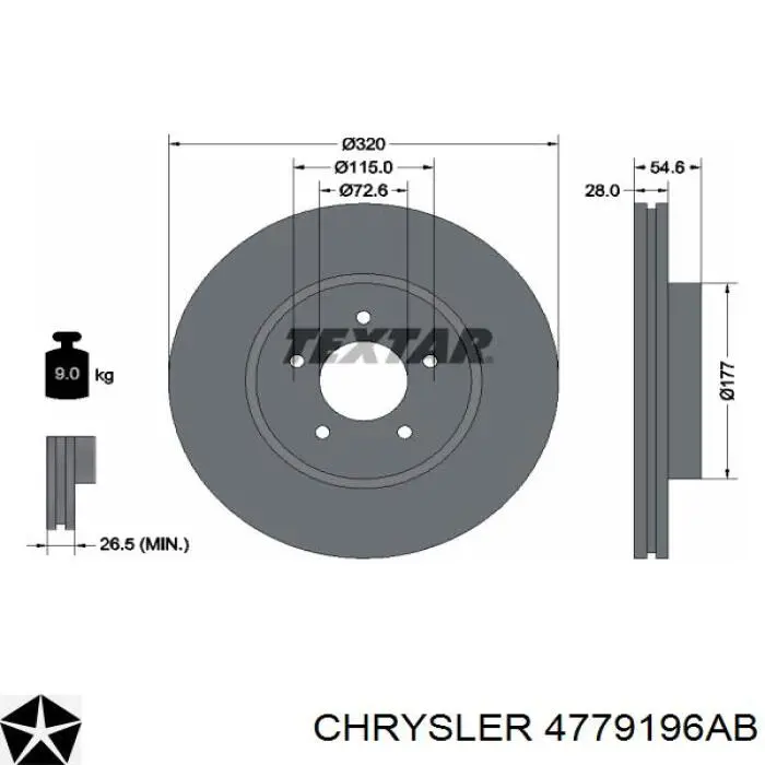 4779196AB Chrysler диск гальмівний передній