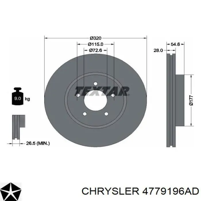 4779196AD Chrysler диск гальмівний передній
