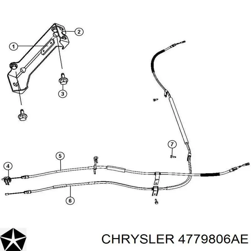 Трос ручного гальма задній, лівий 4779806AE Chrysler