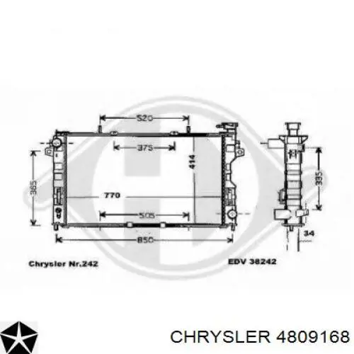 Радіатор охолодження двигуна 4809168 Chrysler