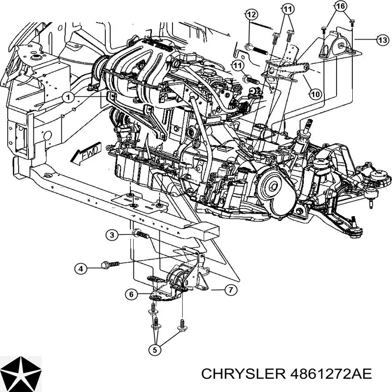 4861272AE Chrysler подушка (опора двигуна, передня)