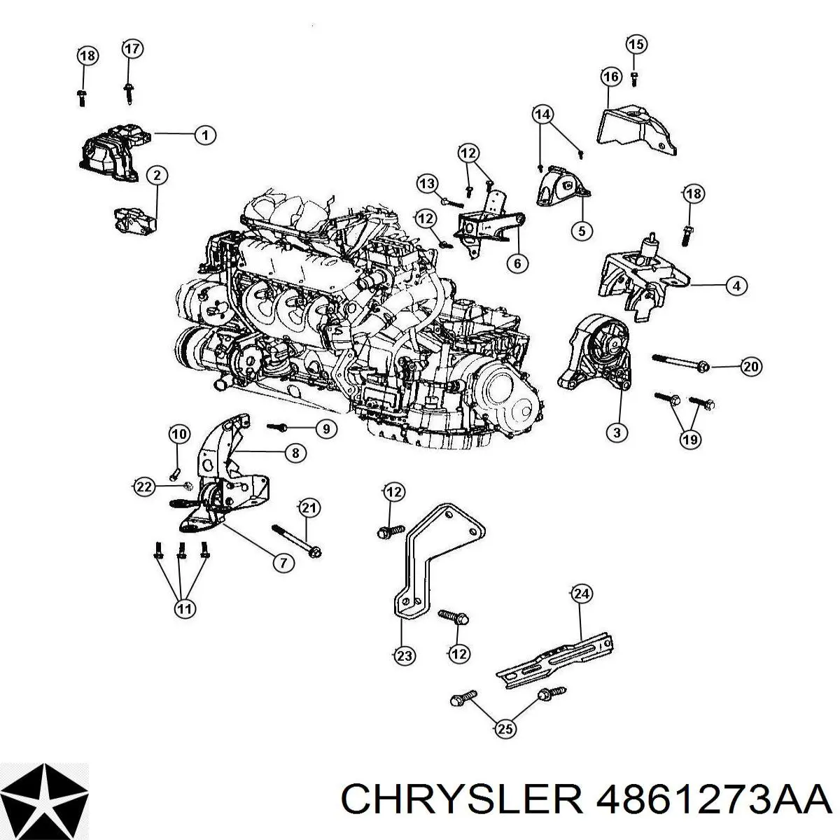 4861273AA Chrysler подушка (опора двигуна, ліва)