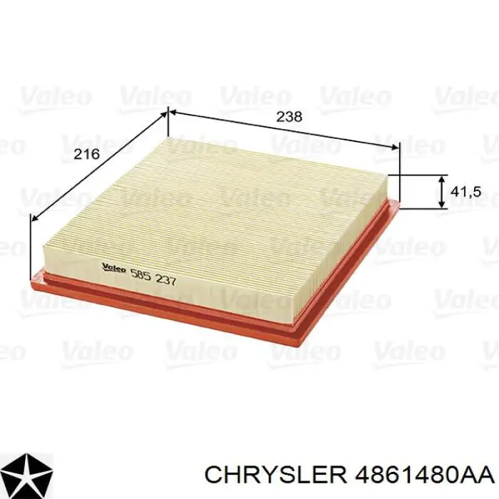 Елемент повітряного фільтра Chrysler 4861480AA ціна, від 5.32 USD