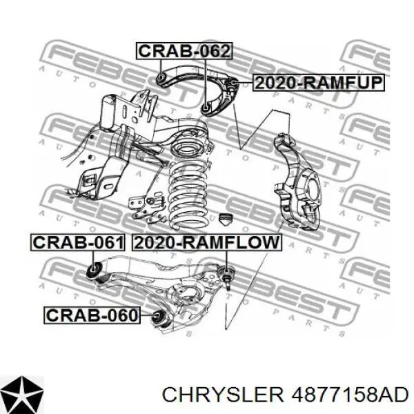 04877158AE Chrysler важіль передньої підвіски нижній, правий