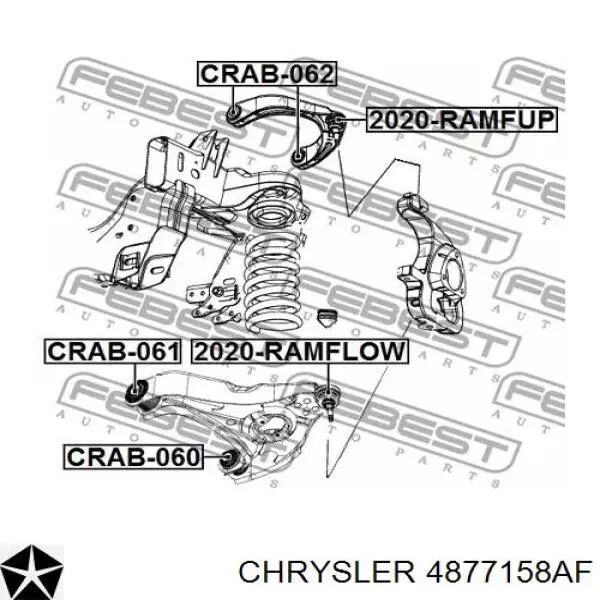 4877158AF Chrysler важіль передньої підвіски нижній, правий