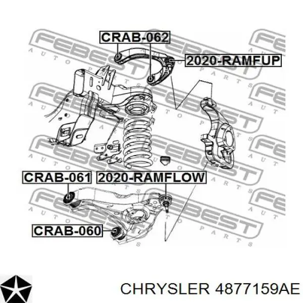 04877159AE Chrysler важіль передньої підвіски нижній, лівий