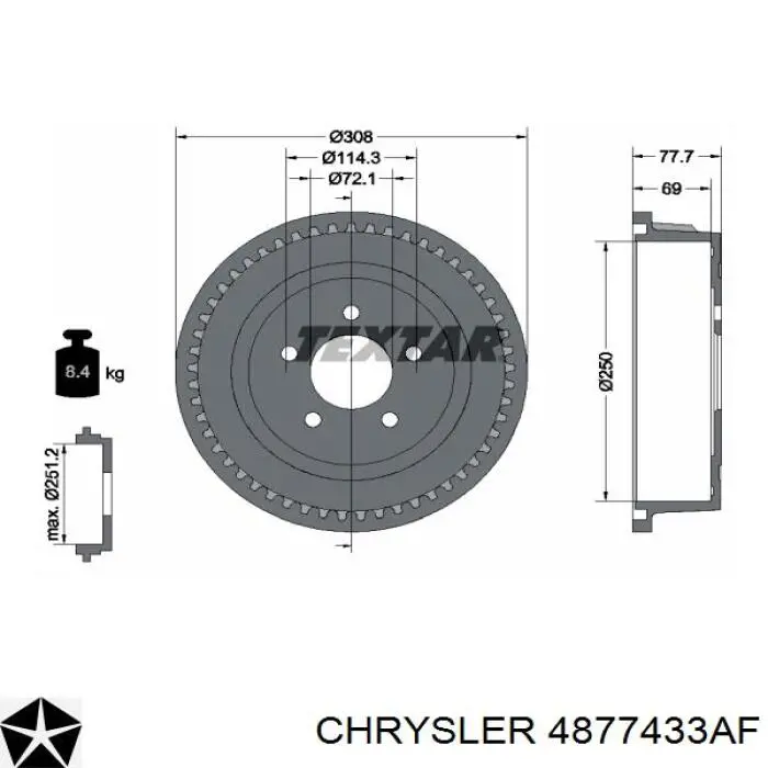 4877433AF Chrysler барабан гальмівний задній