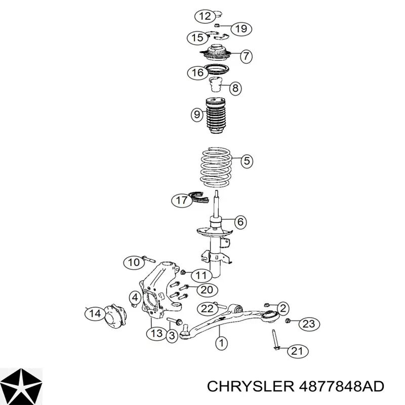 4877848AD Chrysler важіль передньої підвіски нижній, правий