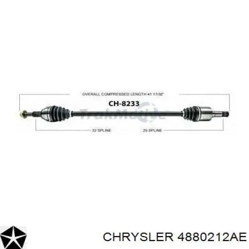Піввісь передня, права Chrysler 4880212AD ціна, від 128.42 USD