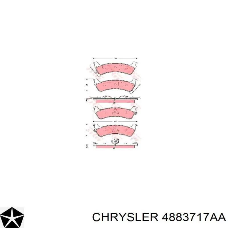 Задні гальмівні колодки Chrysler 4883717AA ціна, від 26.75 USD