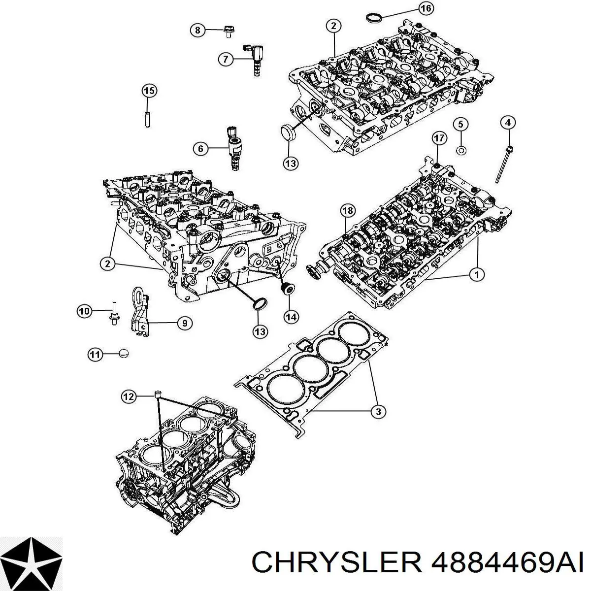 68141739AA Chrysler головка блока циліндрів (гбц)