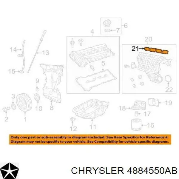 4884550AB Chrysler прокладка впускного колектора