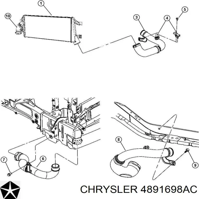 Шланг/патрубок интеркуллера Chrysler 4891698AB ціна, від 21.06 USD