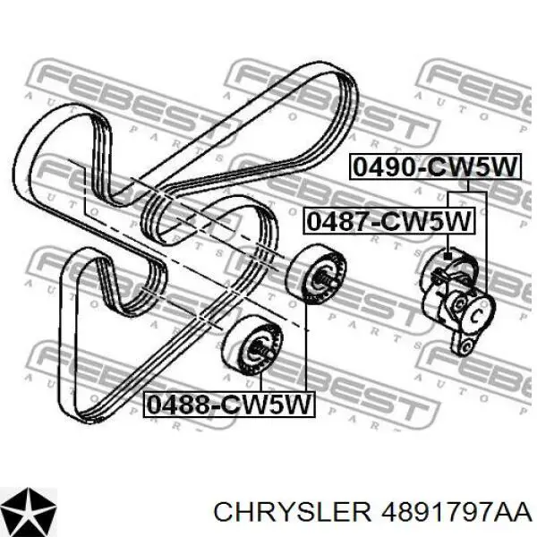 4891797AA Chrysler ролик приводного ременя, паразитний