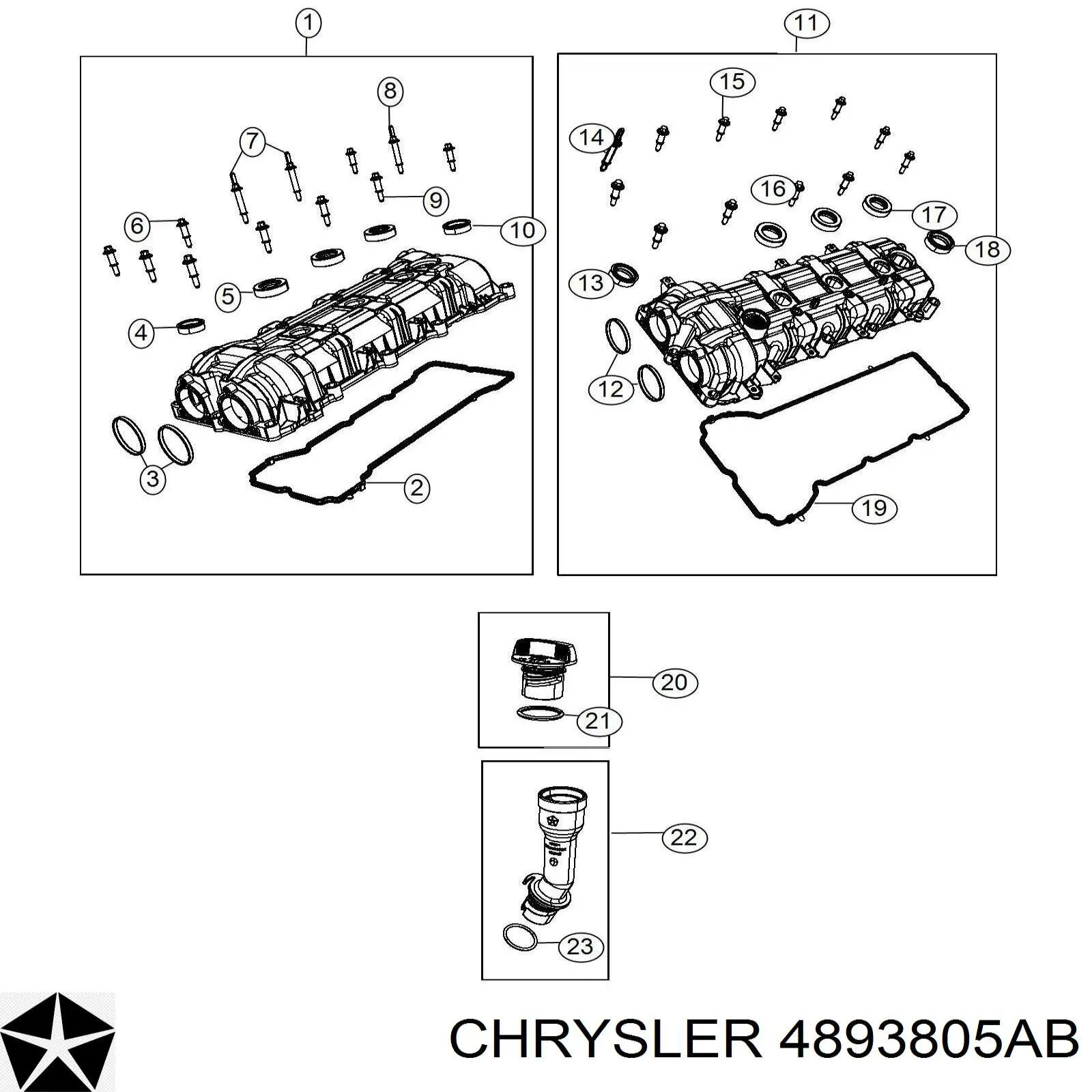 4893805AB Chrysler Прокладка клапанної кришки двигуна, ліва